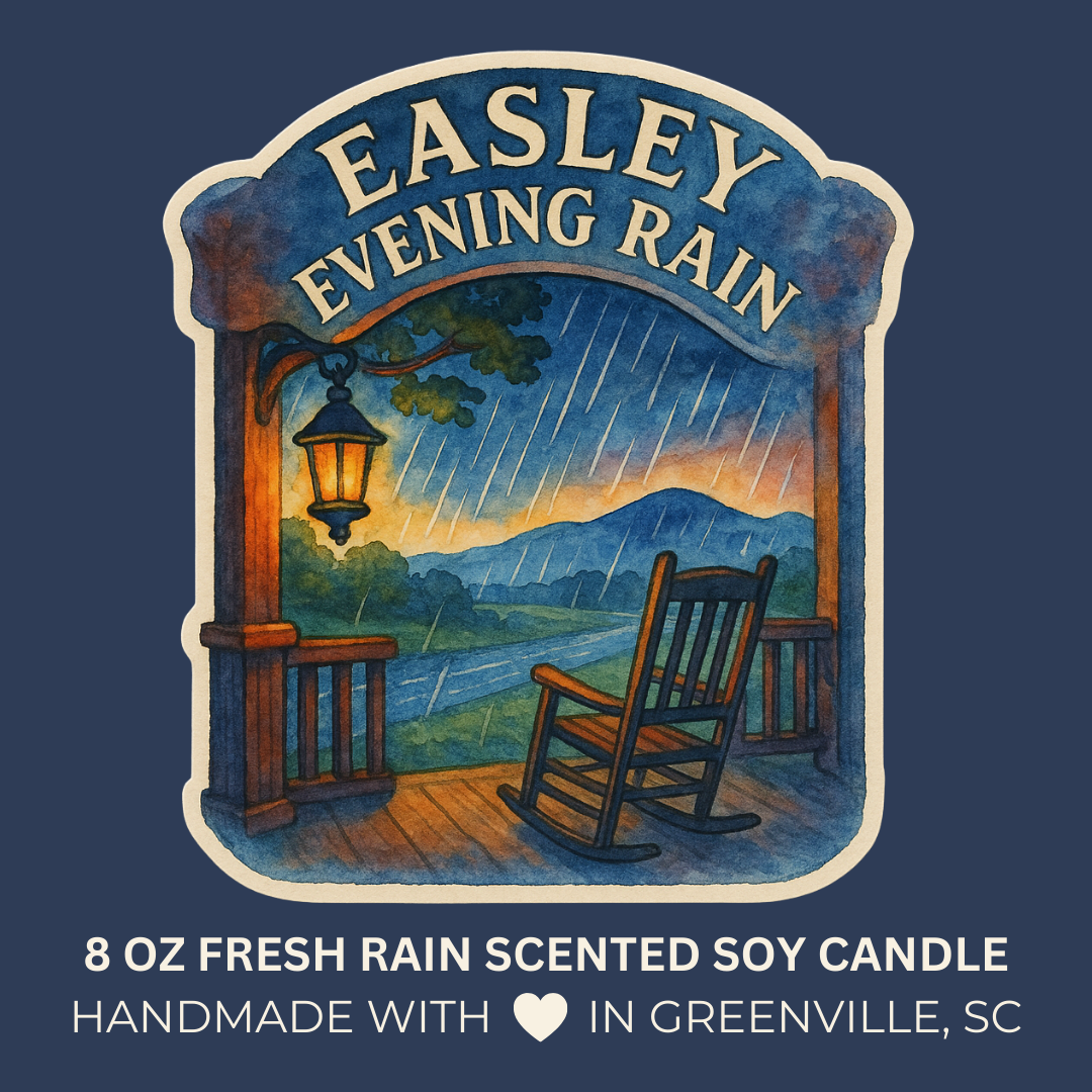 Easley Evening Rain - 8 oz Soy Candle - Falling For Greenville, SC Collection - Hand-Poured in Greenville, SC