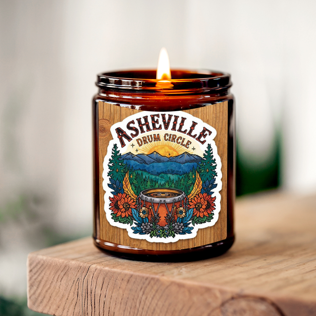 Asheville Drum Circle | 8 oz Soy Candle | Sugar Pine, Patchouli & Sage | Handmade in Greenville, SC