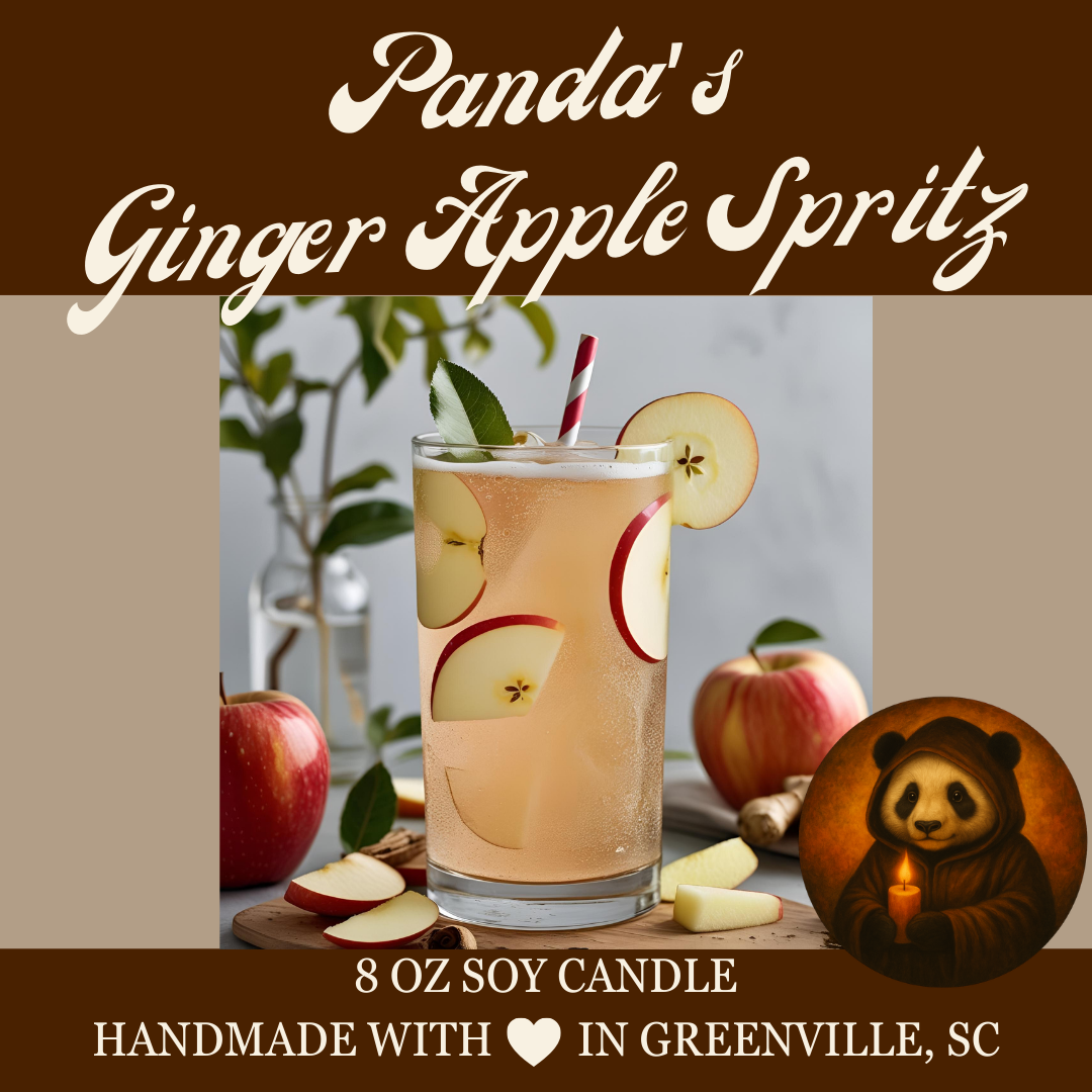 Panda's Ginger Apple Spritz - 8 oz Soy Candle - Panda's Fall Flavors Collection - Hand-Poured in Greenville, SC