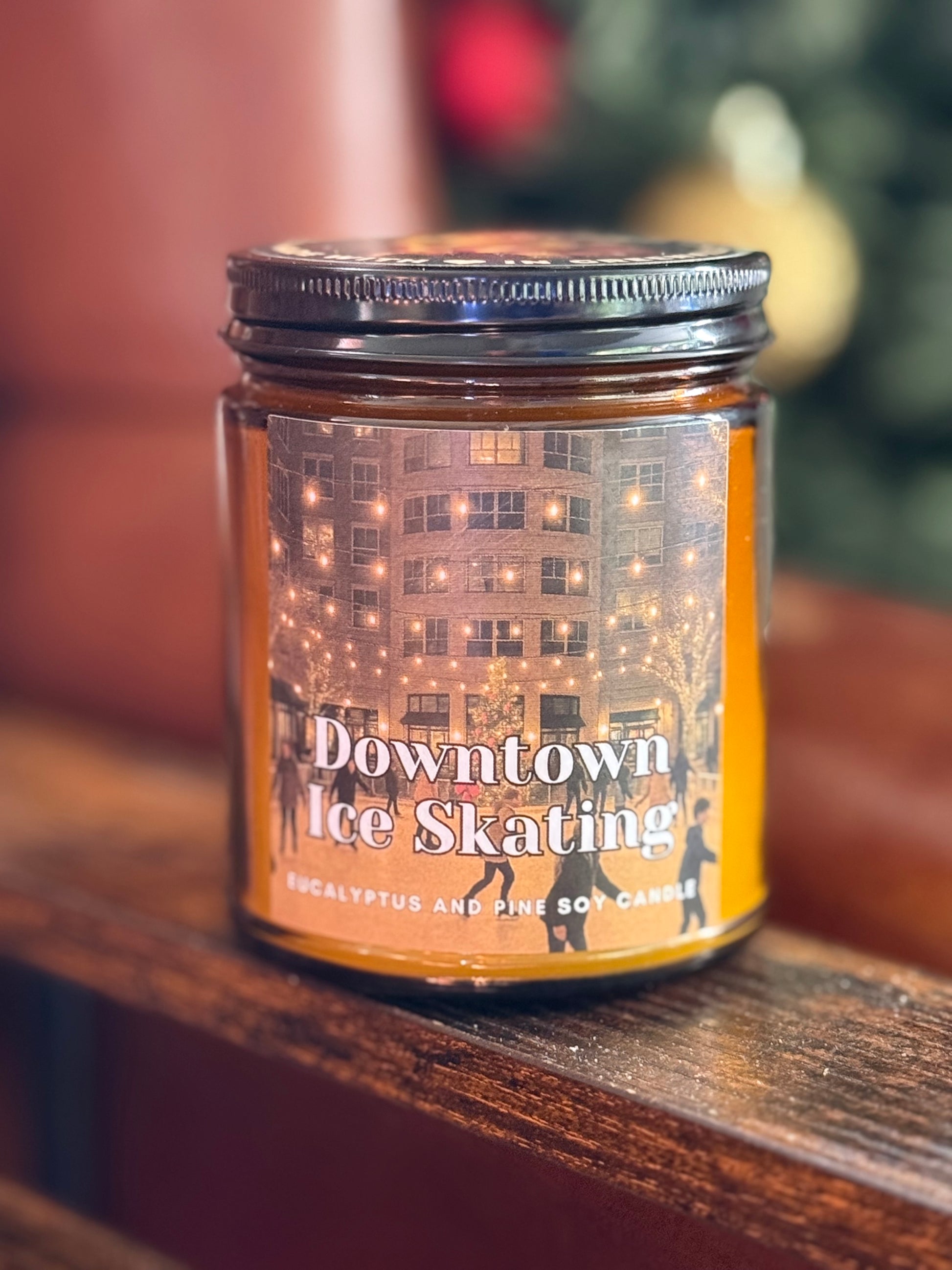 Downtown Ice Skating – Eucalyptus, Lavender, and Pine Scented 8 oz Soy Candle – Hand-Poured in Greenville, SC
