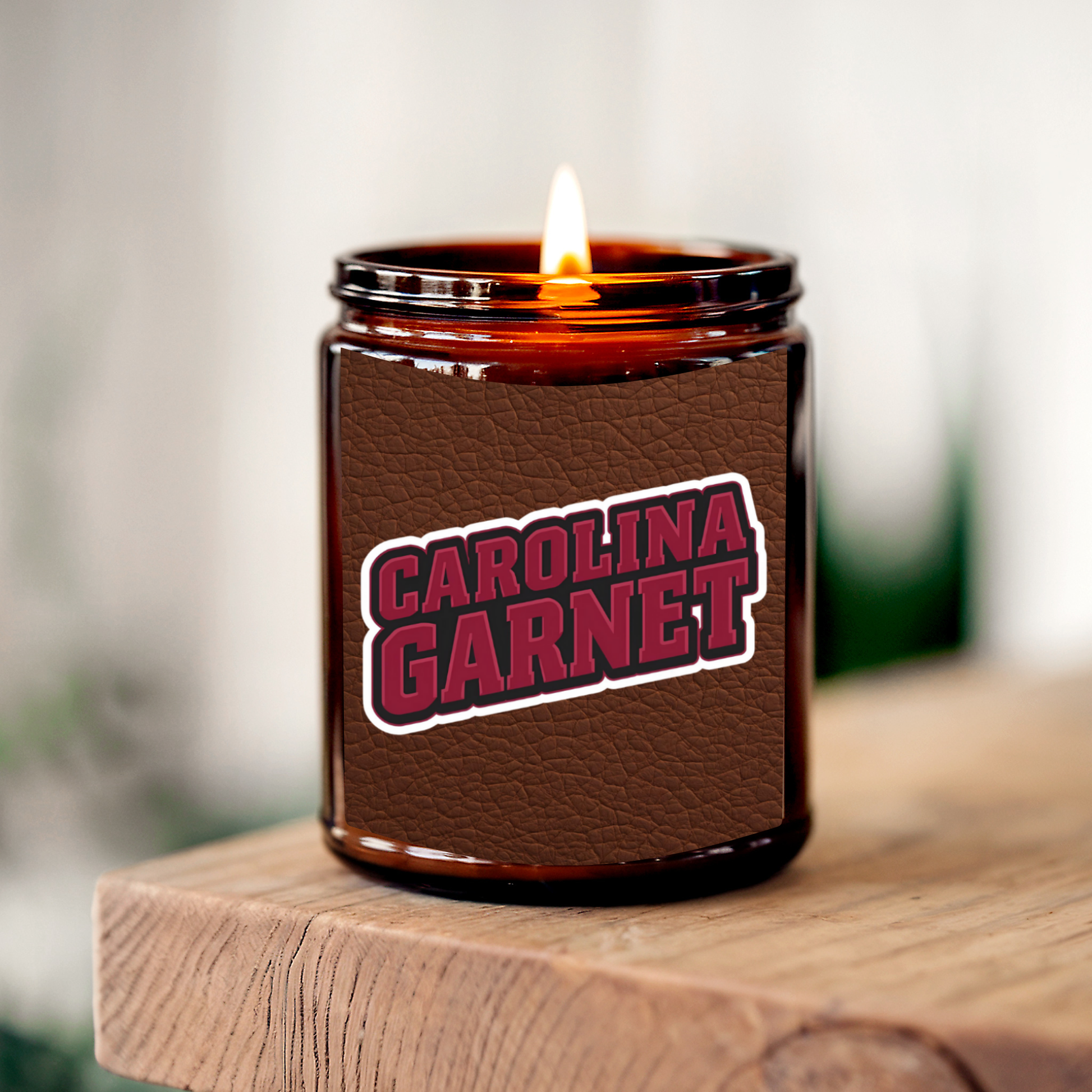 Carolina Garnet | 8 oz Soy Candle | Leather, Teakwood & Tobacco | Handmade in Greenville, SC