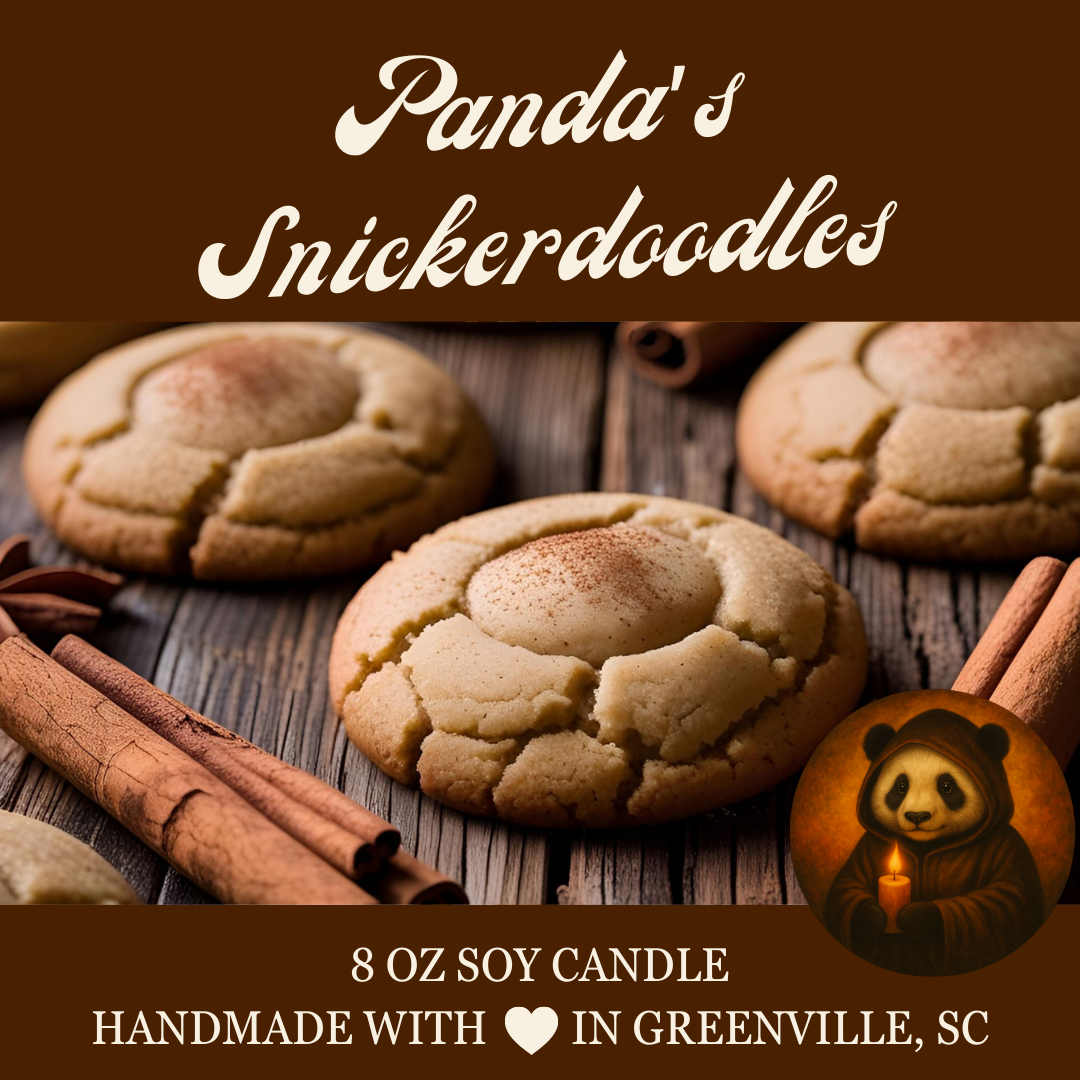Panda's Snickerdoodles - 8 oz Soy Candle - Panda's Fall Flavors Collection - Hand-Poured in Greenville, SC