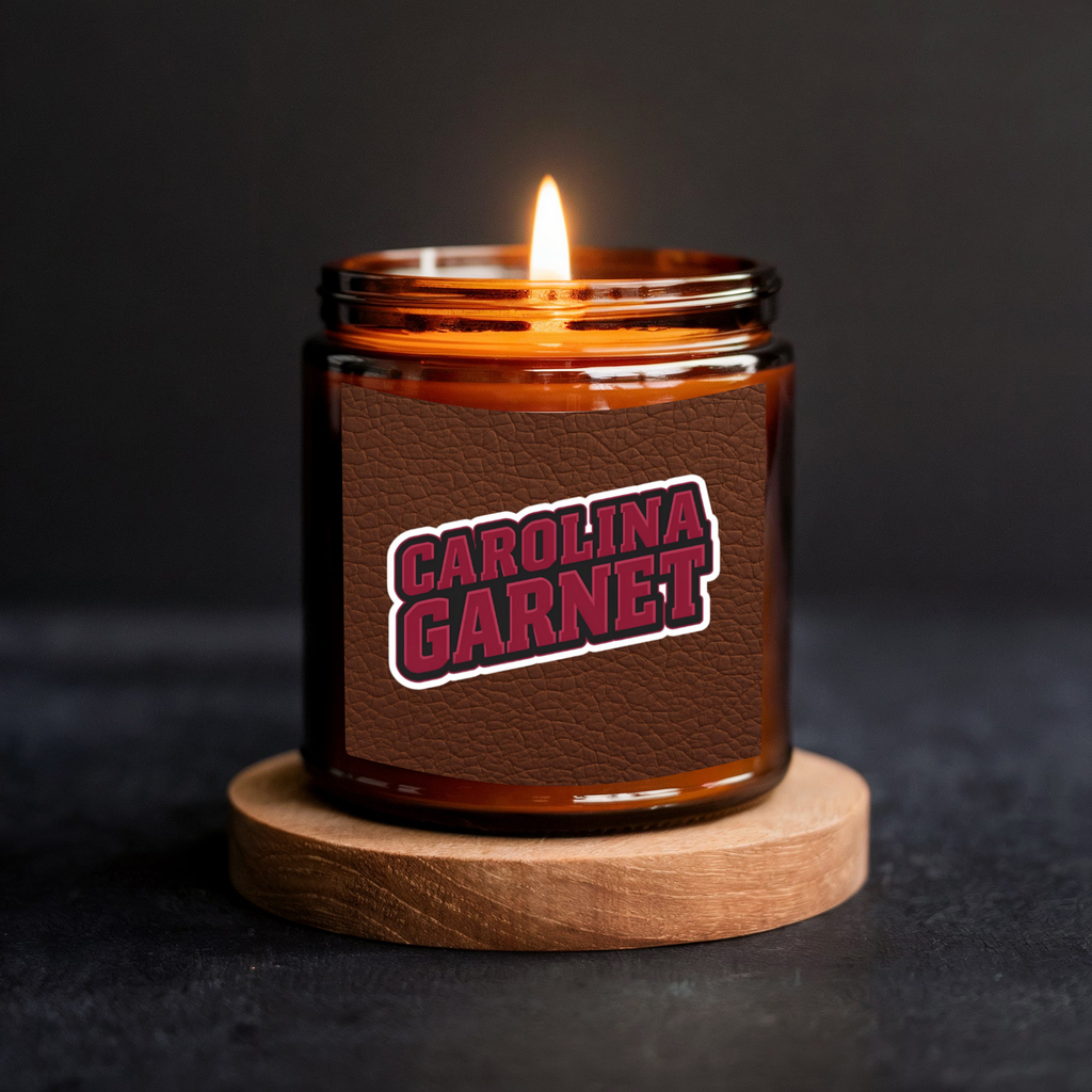 Carolina Garnet | 8 oz Soy Candle | Leather, Teakwood & Tobacco | Handmade in Greenville, SC