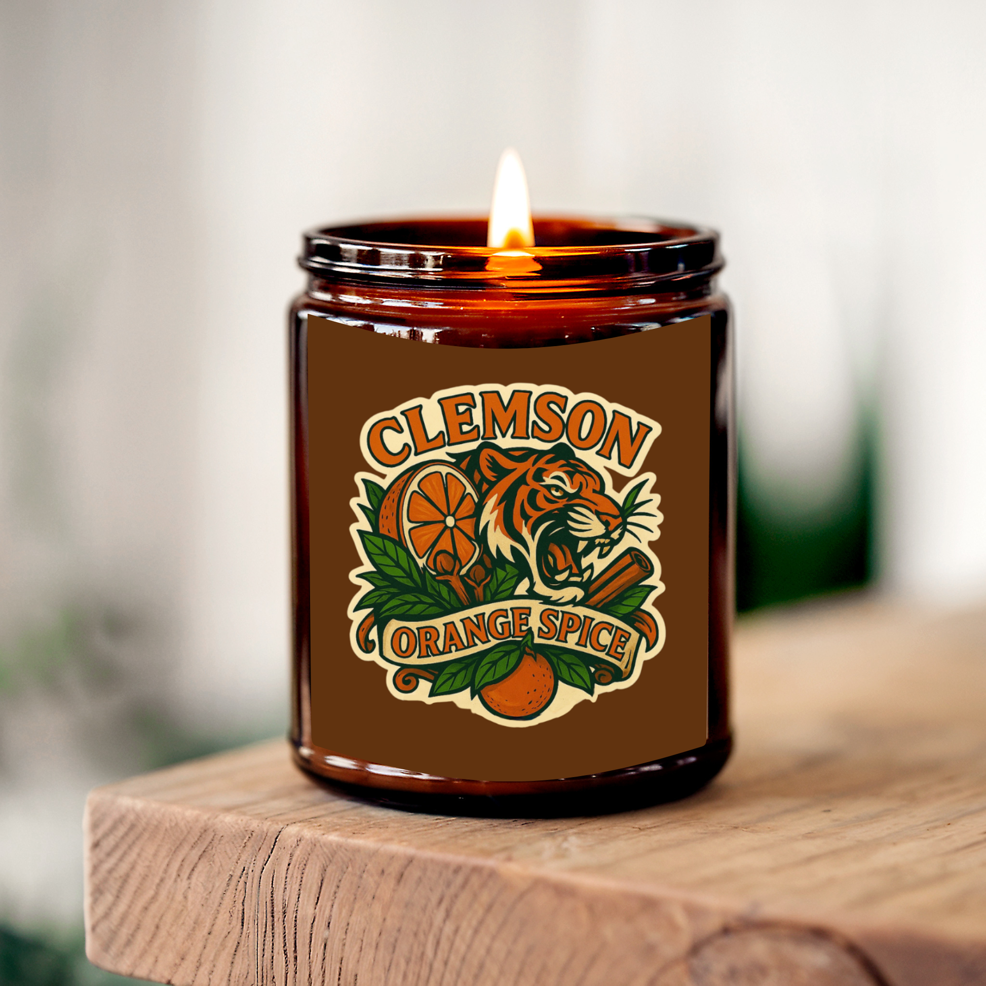 Clemson Orange Spice - Orange & Clove Scented 8 oz Soy Candle - Falling For Greenville, SC Collection - Hand-Poured in Greenville, SC