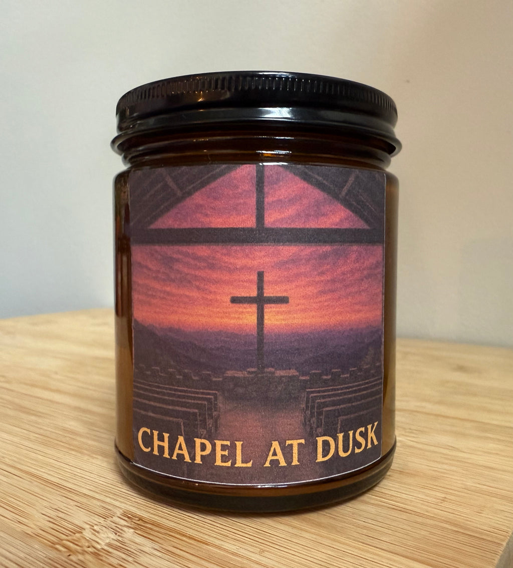 Chapel at Dusk - Honey, Amber & Tonka Scented 8 oz Soy Candle - Hand-Poured in Greenville, SC