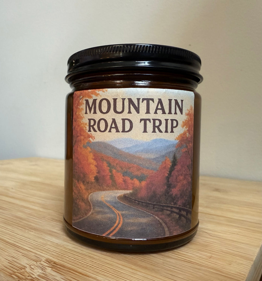 Mountain Road Trip - Falling Leaves Scented 8 oz Soy Candle - Hand-Poured in Greenville, SC