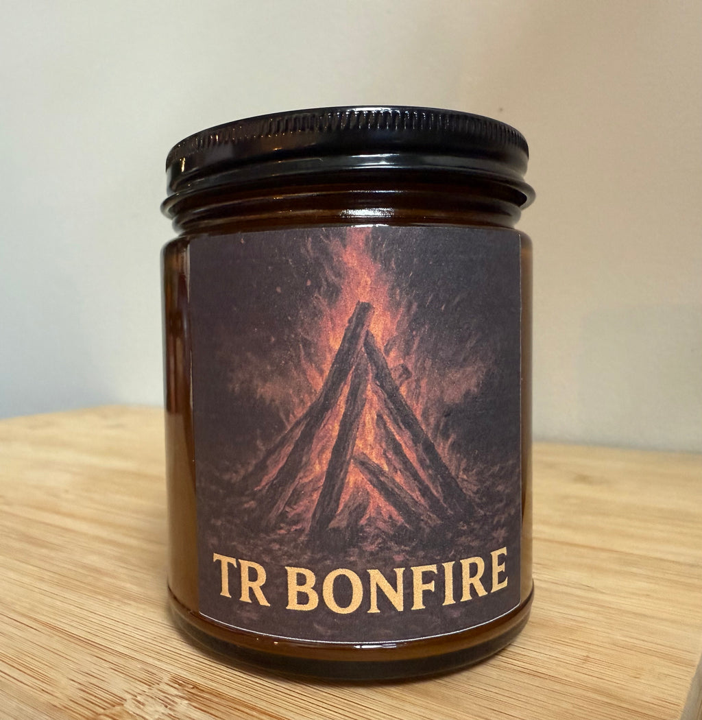 TR Bonfire - Smoky Fireside with a hint of vanilla - 8 oz Soy Candle - Hand-Poured in Greenville, SC
