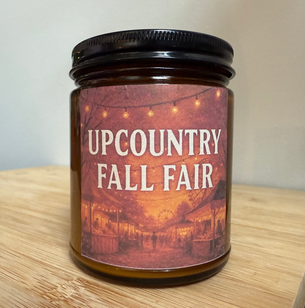 Upcountry Fall Fair - Caramel Popcorn Scented 8 oz Soy Candle - Hand-Poured in Greenville, SC