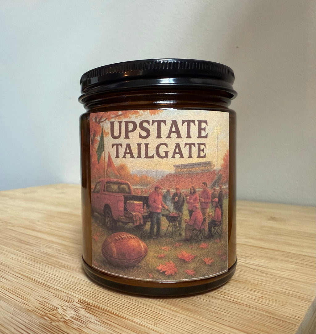 Upstate Tailgate - Leather & Grass 8 oz Soy Candle - Hand-Poured in Greenville, SC