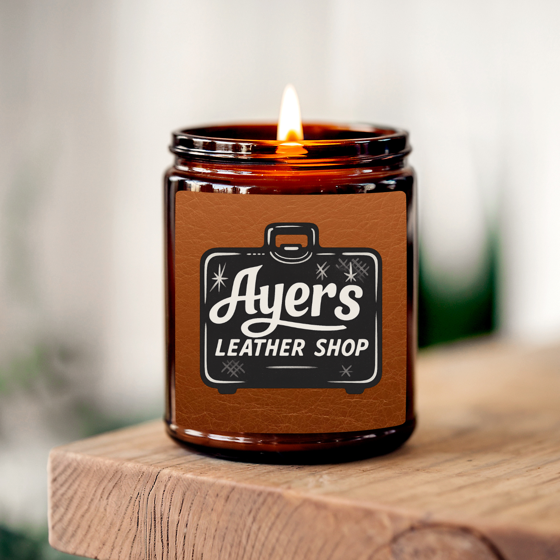 Ayers Leather Shop - 8 oz Soy Candle | Leather Scent | Handmade in Greenville, SC