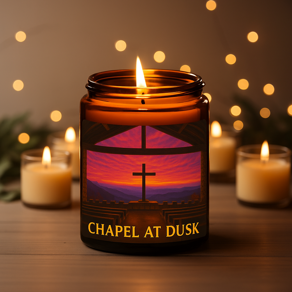 Chapel at Dusk - Honey, Amber & Tonka Scented 8 oz Soy Candle - Hand-Poured in Greenville, SC