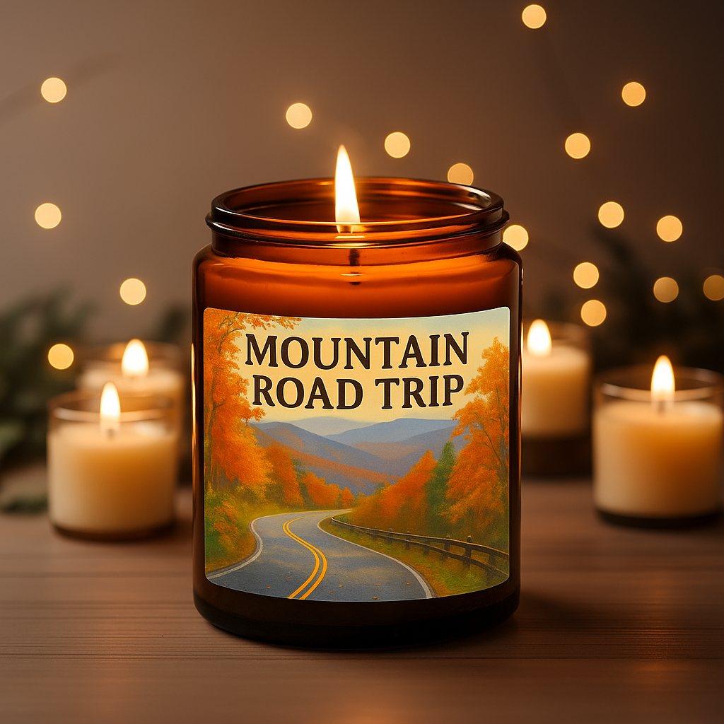 Mountain Road Trip - Falling Leaves Scented 8 oz Soy Candle - Hand-Poured in Greenville, SC