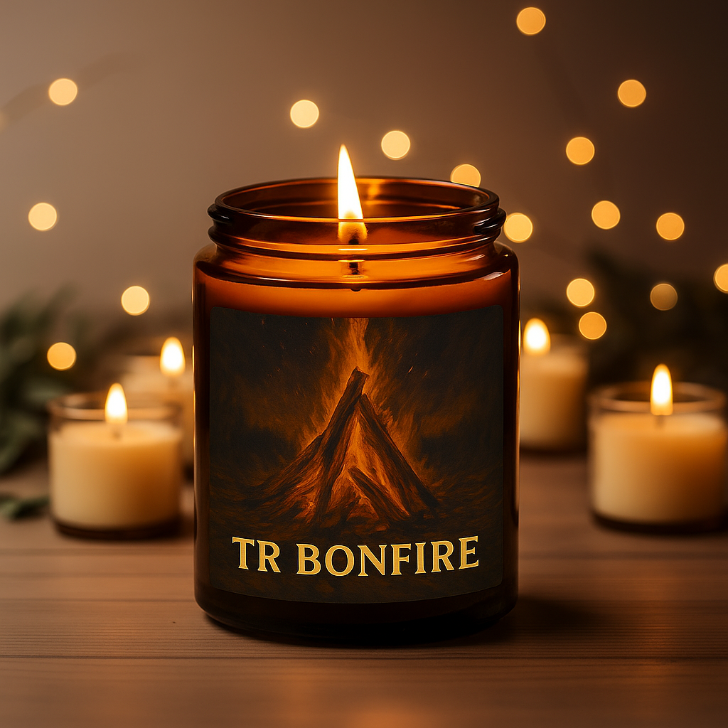 TR Bonfire - Smoky Fireside with a hint of vanilla - 8 oz Soy Candle - Hand-Poured in Greenville, SC