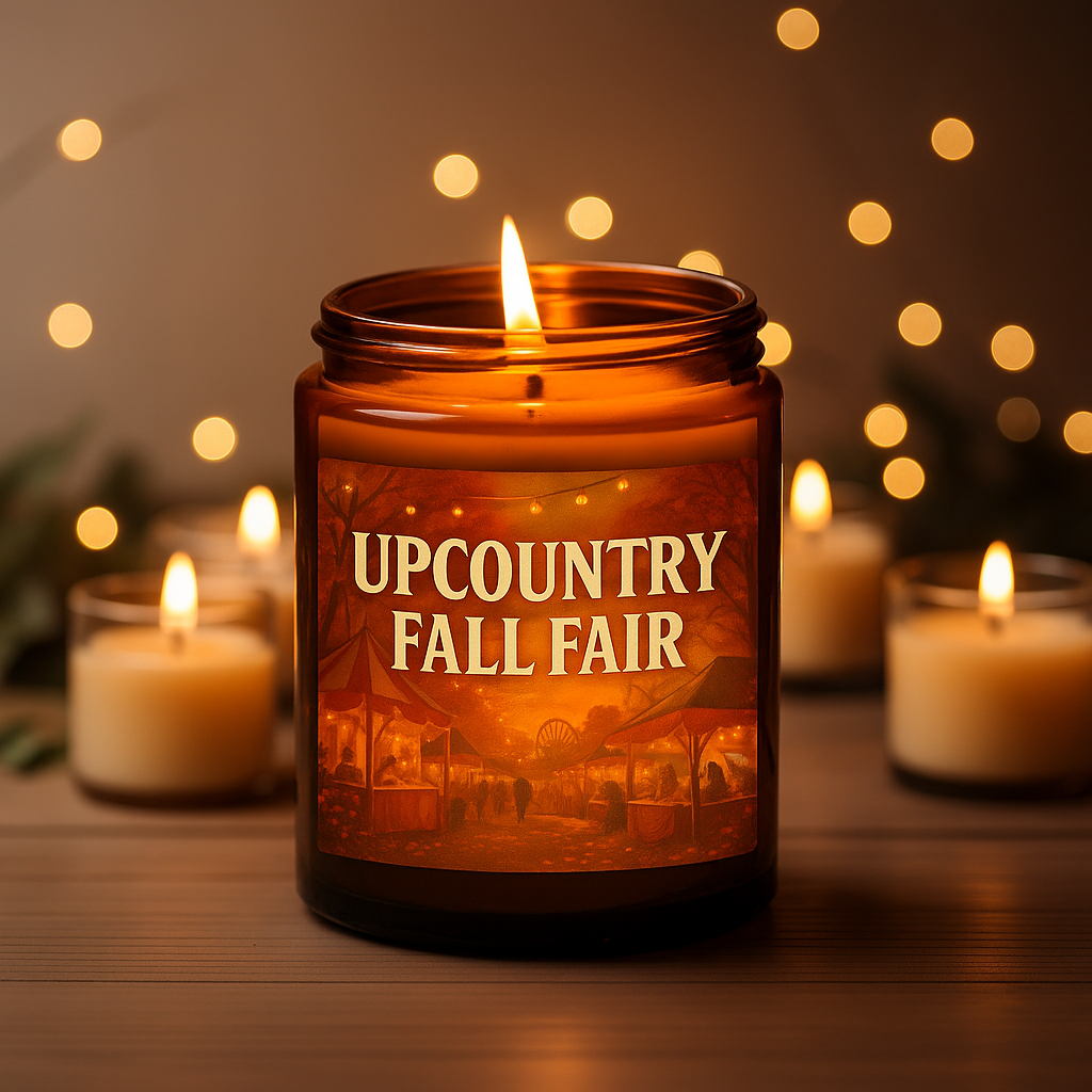 Upcountry Fall Fair - Caramel Popcorn Scented 8 oz Soy Candle - Hand-Poured in Greenville, SC