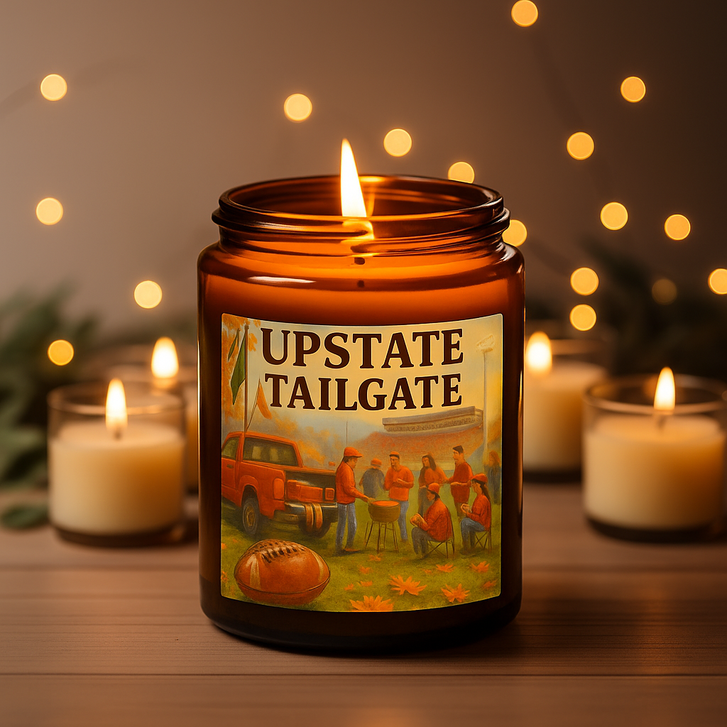 Upstate Tailgate - Leather & Grass 8 oz Soy Candle - Hand-Poured in Greenville, SC